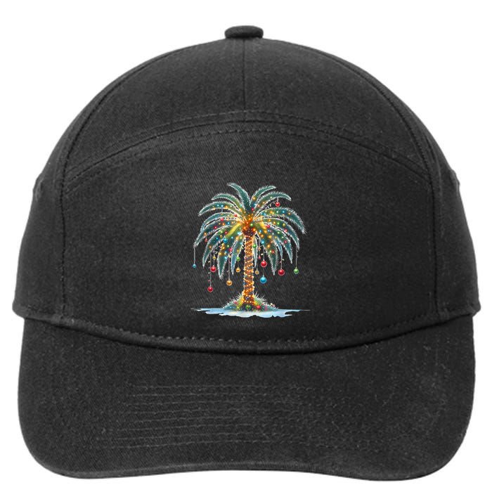 Christmas Palm Tree Print 7-Panel Snapback Hat
