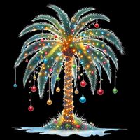 Christmas Palm Tree Print 7-Panel Snapback Hat