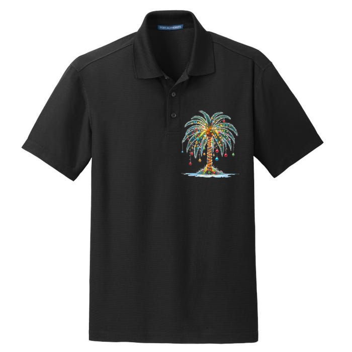 Christmas Palm Tree Print Dry Zone Grid Polo