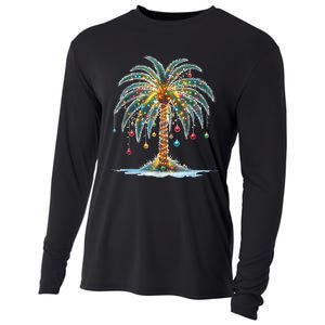 Christmas Palm Tree Print Cooling Performance Long Sleeve Crew