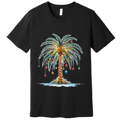 Christmas Palm Tree Print Premium T-Shirt
