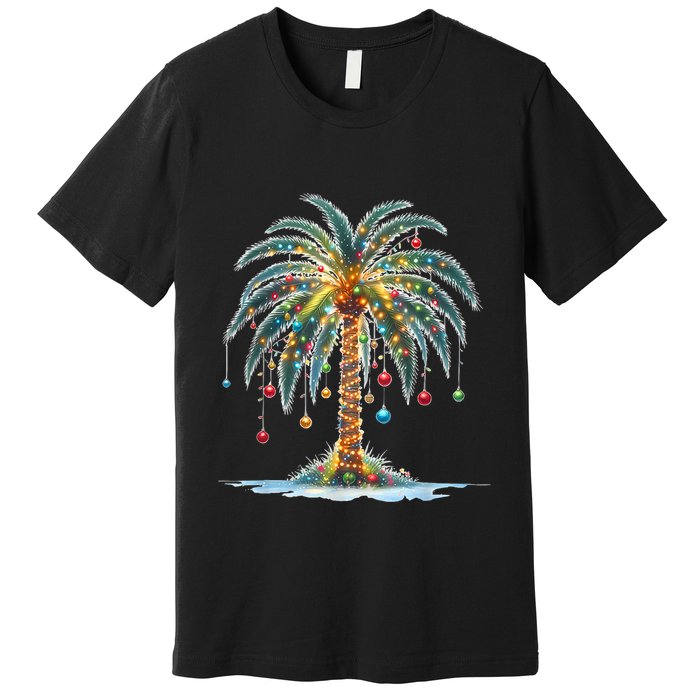 Christmas Palm Tree Print Premium T-Shirt