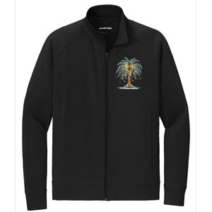 Christmas Palm Tree Print Stretch Full-Zip Cadet Jacket