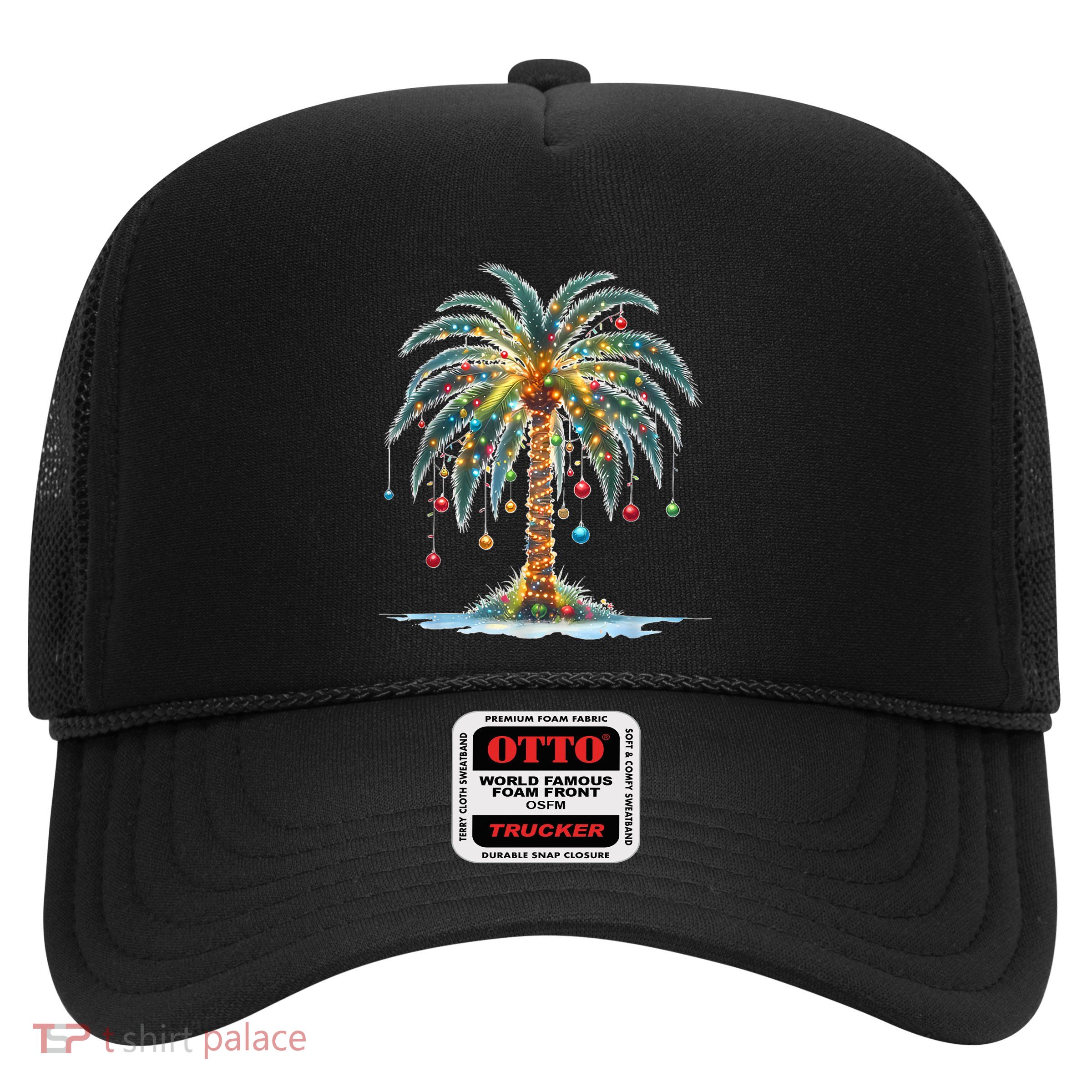 Christmas Palm Tree Print Trucker Hat