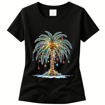 Christmas Palm Tree Print Womens T-Shirt