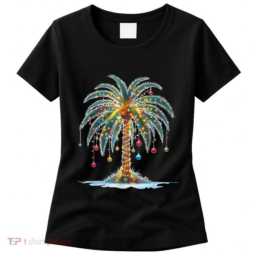Christmas Palm Tree Print Womens T-Shirt