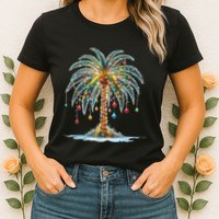 Christmas Palm Tree Print Womens T-Shirt