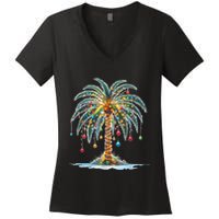 Christmas Palm Tree Print Women's V-Neck T-Shirt