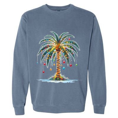 Christmas Palm Tree Print Garment-Dyed Sweatshirt
