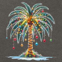 Christmas Palm Tree Print Cotton Canvas Backpack