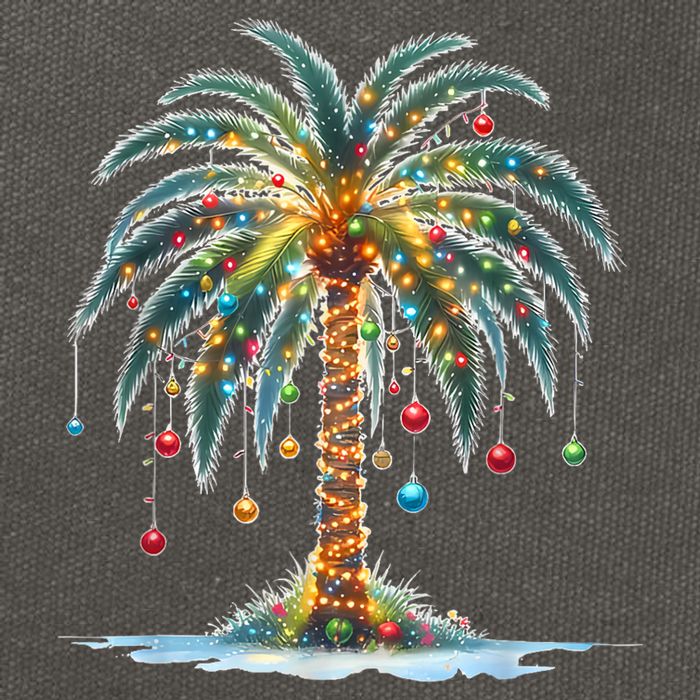 Christmas Palm Tree Print Cotton Canvas Backpack