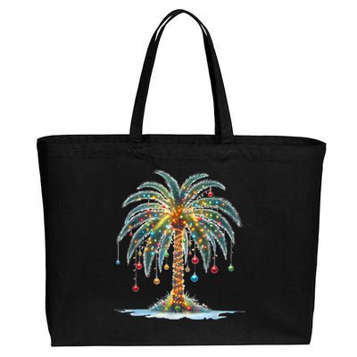 Christmas Palm Tree Print Cotton Canvas Jumbo Tote