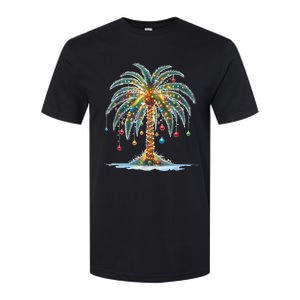 Christmas Palm Tree Print Softstyle CVC T-Shirt