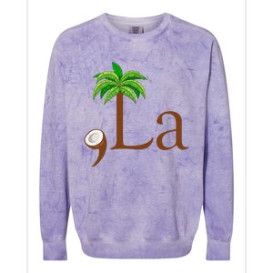 Coconut Palm Tree Comma + La Kamala Harris President 2024 Gift Colorblast Crewneck Sweatshirt