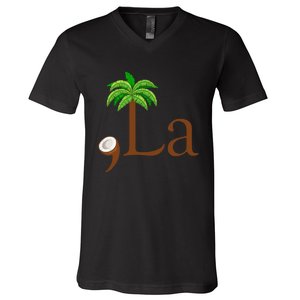 Coconut Palm Tree Comma + La Kamala Harris President 2024 Gift V-Neck T-Shirt