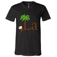 Coconut Palm Tree Comma + La Kamala Harris President 2024 Gift V-Neck T-Shirt