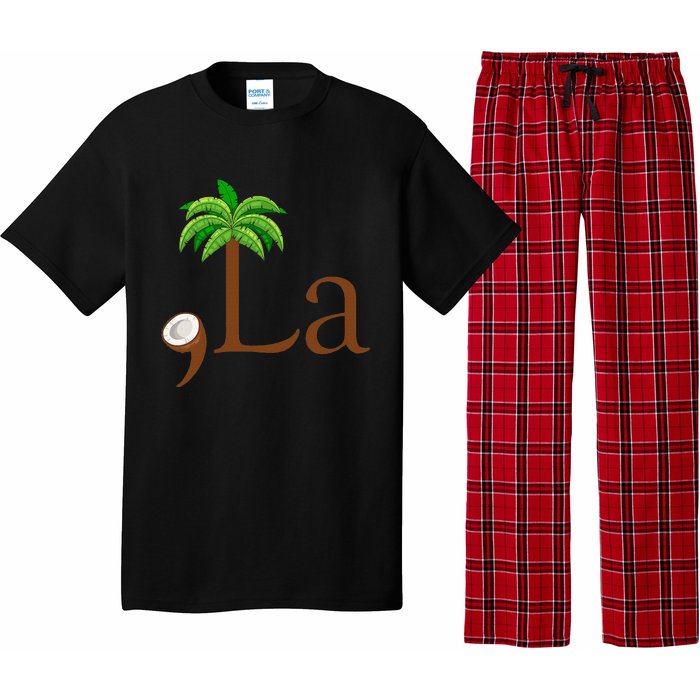 Coconut Palm Tree Comma + La Kamala Harris President 2024 Gift Pajama Set