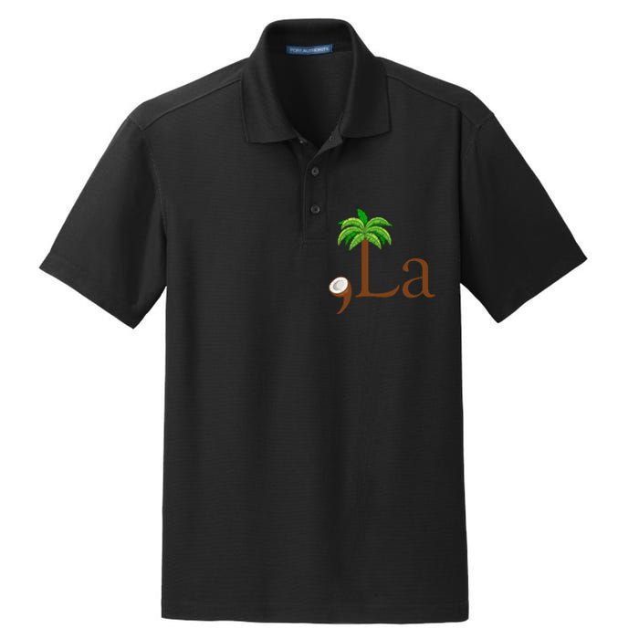 Coconut Palm Tree Comma + La Kamala Harris President 2024 Gift Dry Zone Grid Polo