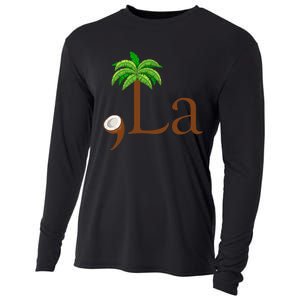 Coconut Palm Tree Comma + La Kamala Harris President 2024 Gift Cooling Performance Long Sleeve Crew