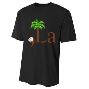 Coconut Palm Tree Comma + La Kamala Harris President 2024 Gift Performance Sprint T-Shirt