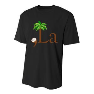 Coconut Palm Tree Comma + La Kamala Harris President 2024 Gift Youth Performance Sprint T-Shirt