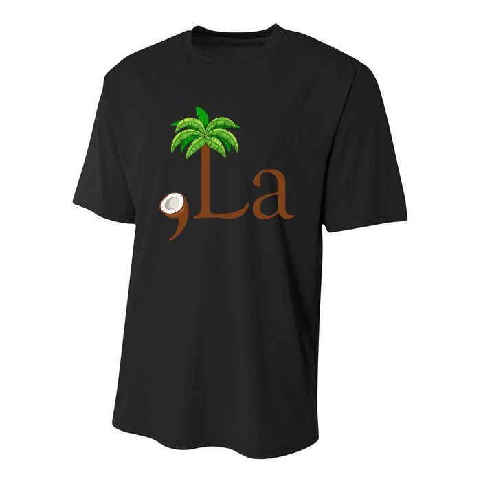 Coconut Palm Tree Comma + La Kamala Harris President 2024 Gift Youth Performance Sprint T-Shirt