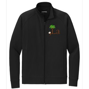 Coconut Palm Tree Comma + La Kamala Harris President 2024 Gift Stretch Full-Zip Cadet Jacket