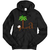 Coconut Palm Tree Comma + La Kamala Harris President 2024 Gift Tie Dye Hoodie