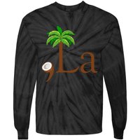 Coconut Palm Tree Comma + La Kamala Harris President 2024 Gift Tie-Dye Long Sleeve Shirt