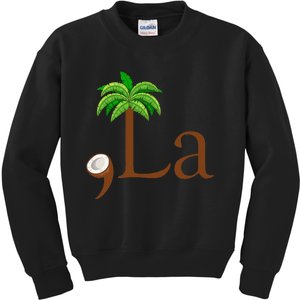 Coconut Palm Tree Comma + La Kamala Harris President 2024 Gift Kids Sweatshirt