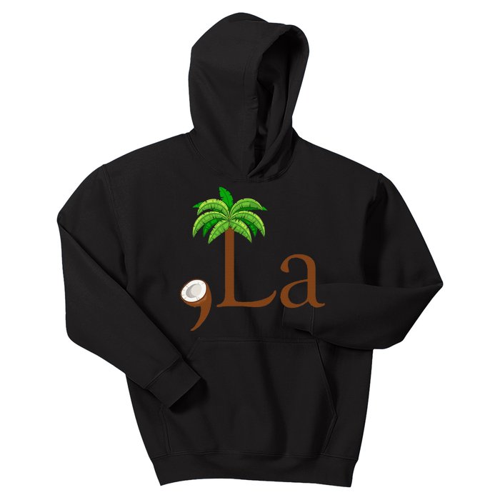 Coconut Palm Tree Comma + La Kamala Harris President 2024 Gift Kids Hoodie