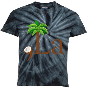 Coconut Palm Tree Comma + La Kamala Harris President 2024 Gift Kids Tie-Dye T-Shirt