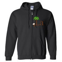 Coconut Palm Tree Comma + La Kamala Harris President 2024 Gift Full Zip Hoodie