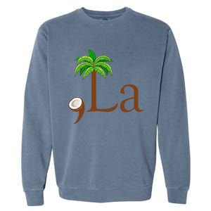 Coconut Palm Tree Comma + La Kamala Harris President 2024 Gift Garment-Dyed Sweatshirt