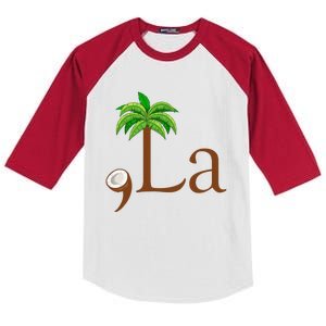 Coconut Palm Tree Comma + La Kamala Harris President 2024 Gift Kids Colorblock Raglan Jersey