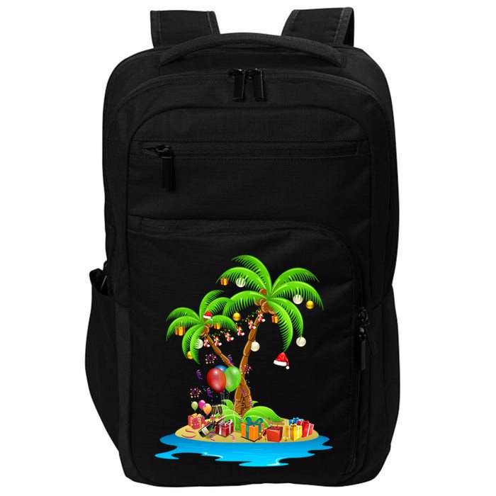 Christmas Palm Tree Tropical Xmas Coconut Matching Family Gift Impact Tech Backpack