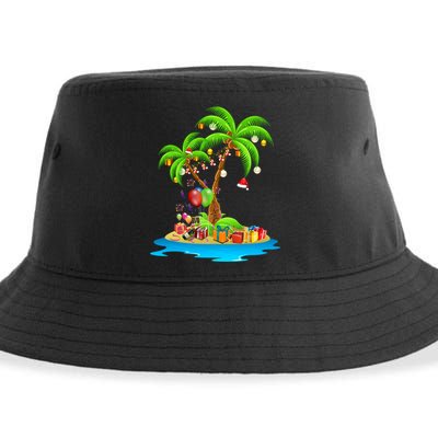 Christmas Palm Tree Tropical Xmas Coconut Matching Family Gift Sustainable Bucket Hat