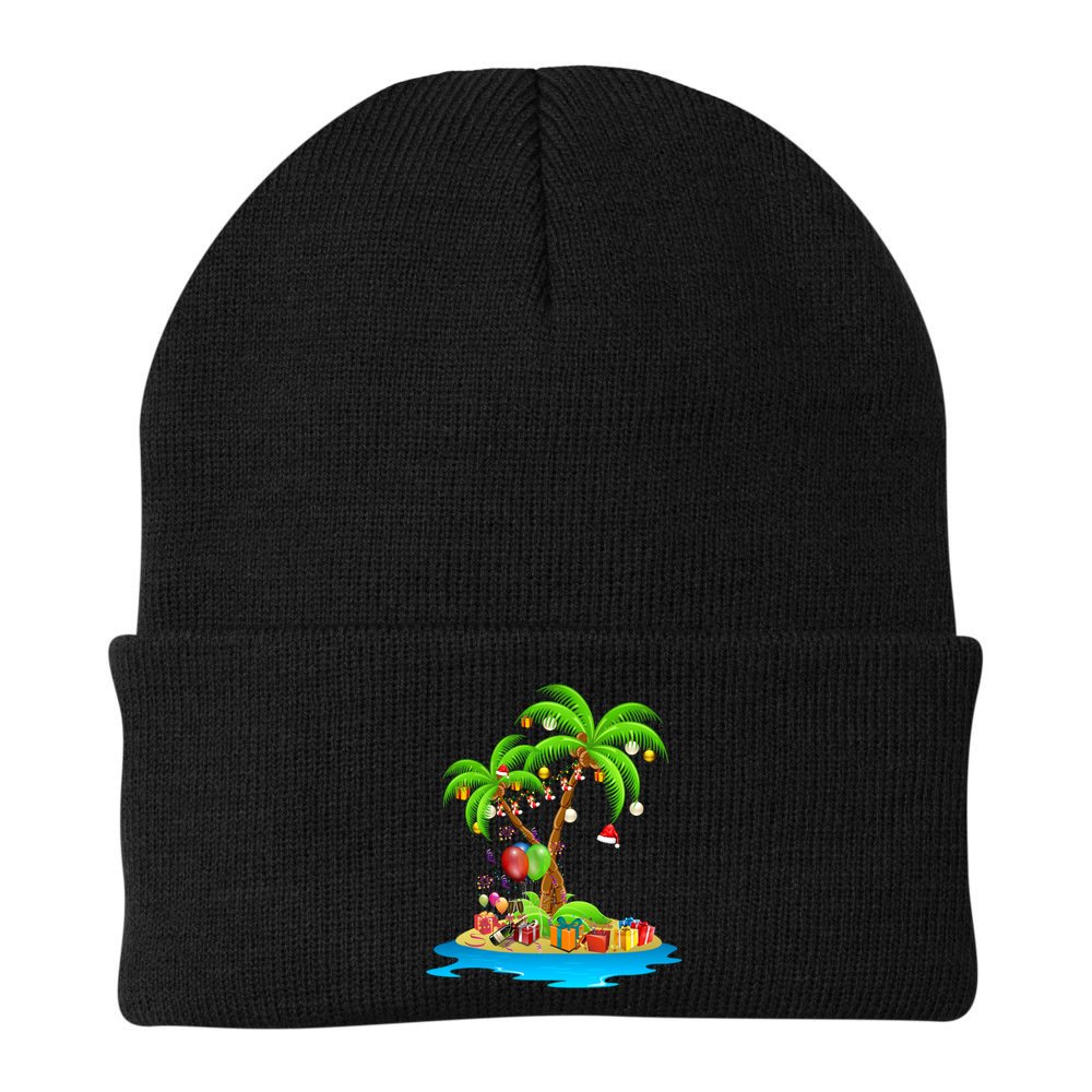 Christmas Palm Tree Tropical Xmas Coconut Matching Family Gift Beanie