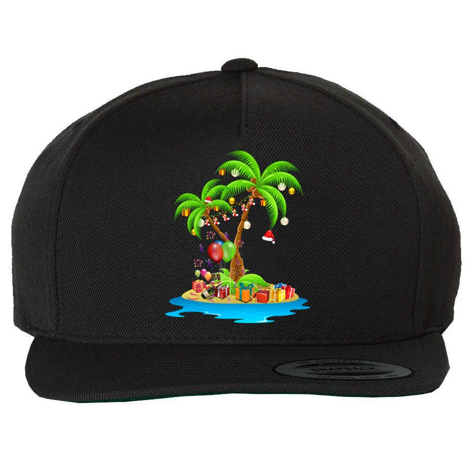 Christmas Palm Tree Tropical Xmas Coconut Matching Family Gift Wool Snapback Cap