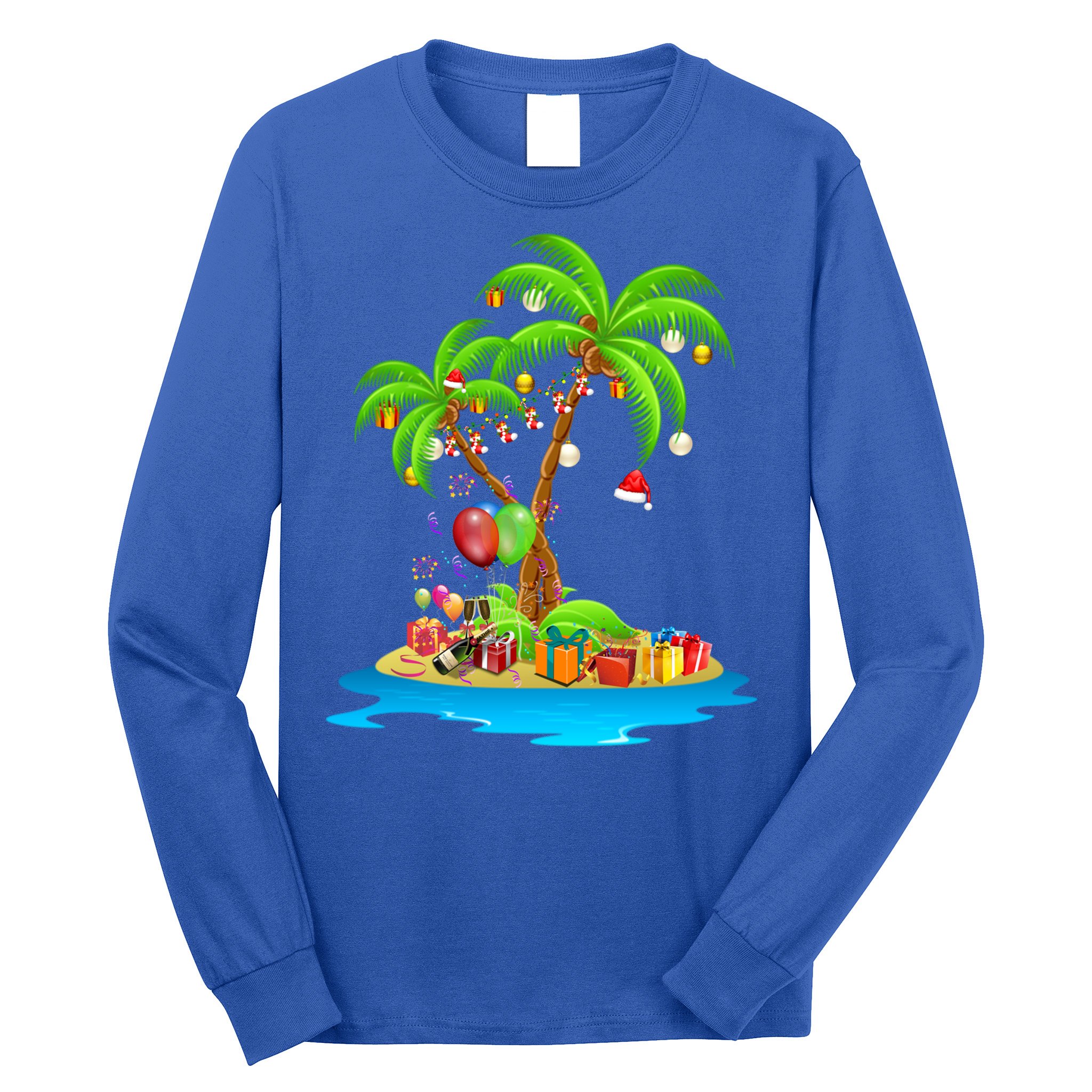 Christmas Palm Tree Tropical Xmas Coconut Matching Family Gift Long Sleeve Shirt