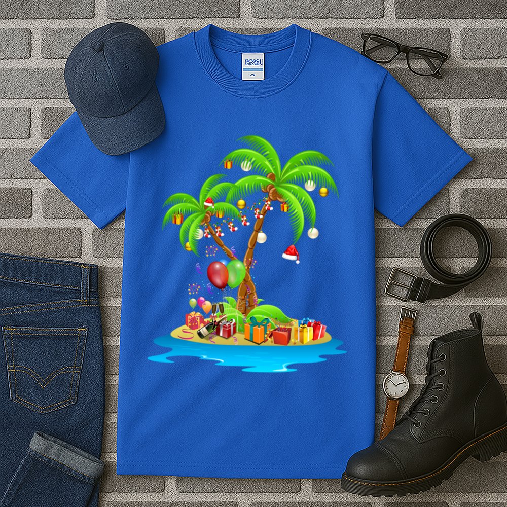 Christmas Palm Tree Tropical Xmas Coconut Matching Family Gift Tall T-Shirt