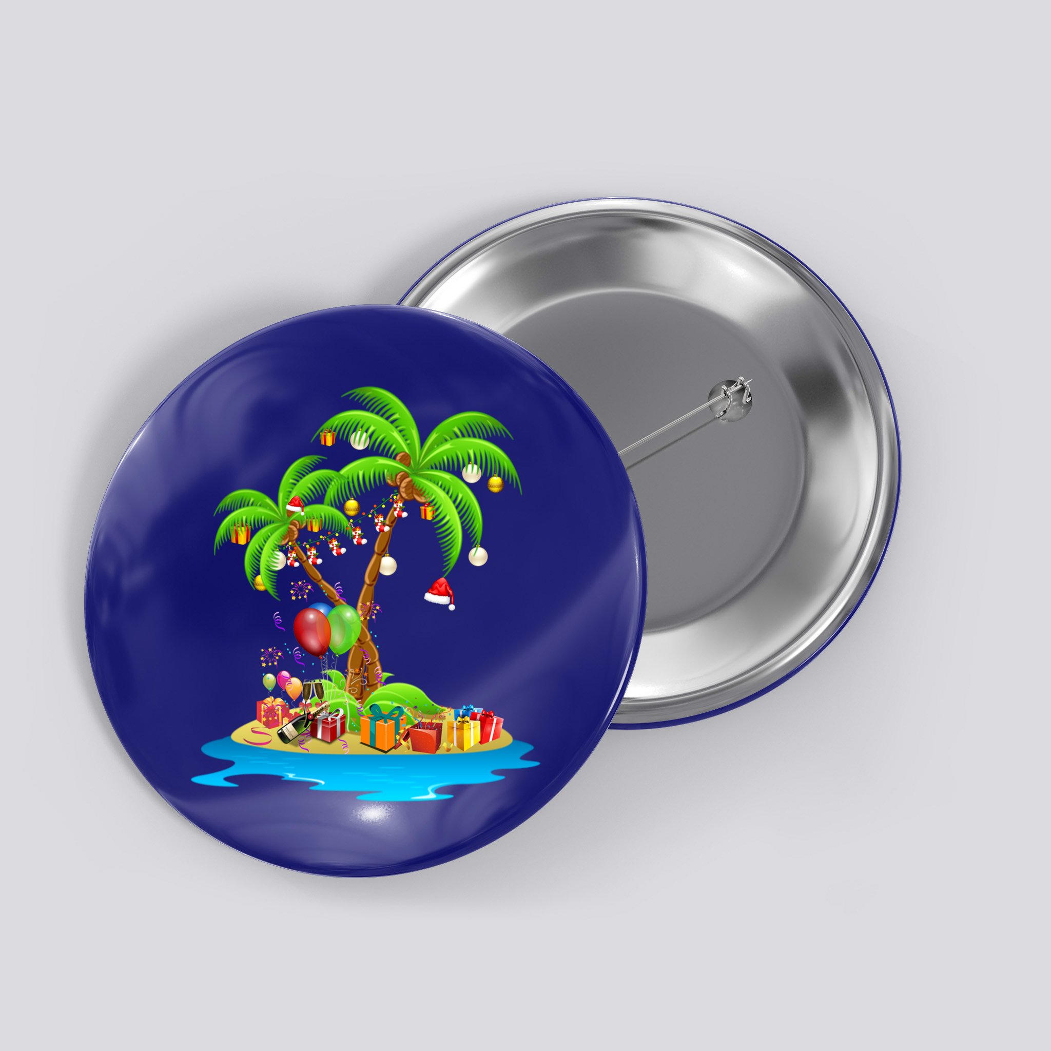 Christmas Palm Tree Tropical Xmas Coconut Matching Family Gift Button