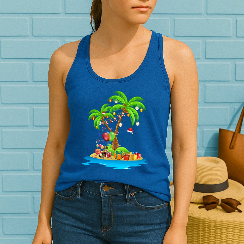 Christmas Palm Tree Tropical Xmas Coconut Matching Family Gift Womens Tank Top