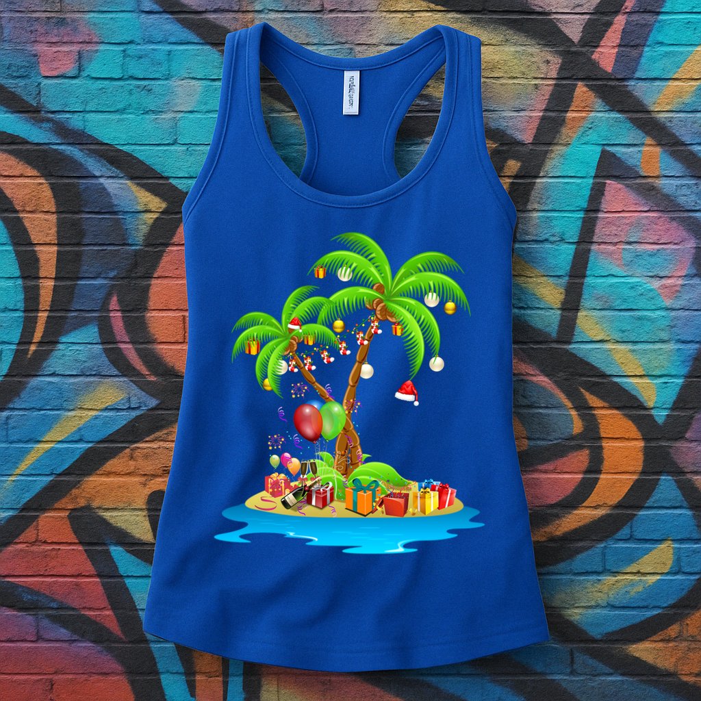 Christmas Palm Tree Tropical Xmas Coconut Matching Family Gift Womens Tank Top