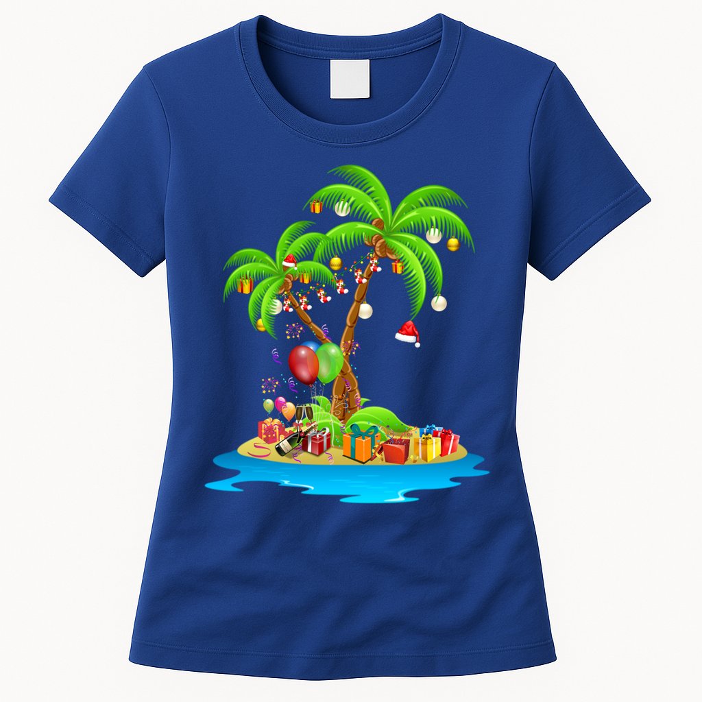Christmas Palm Tree Tropical Xmas Coconut Matching Family Gift Womens T-Shirt