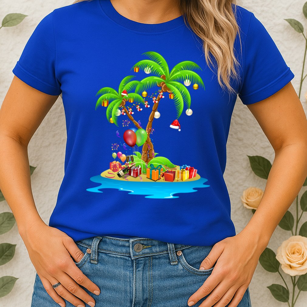 Christmas Palm Tree Tropical Xmas Coconut Matching Family Gift Womens T-Shirt