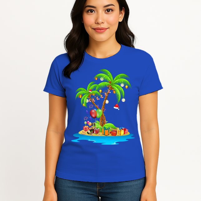Christmas Palm Tree Tropical Xmas Coconut Matching Family Gift Womens T-Shirt