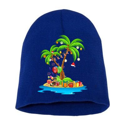 Christmas Palm Tree Tropical Xmas Coconut Matching Family Gift Short Acrylic Beanie