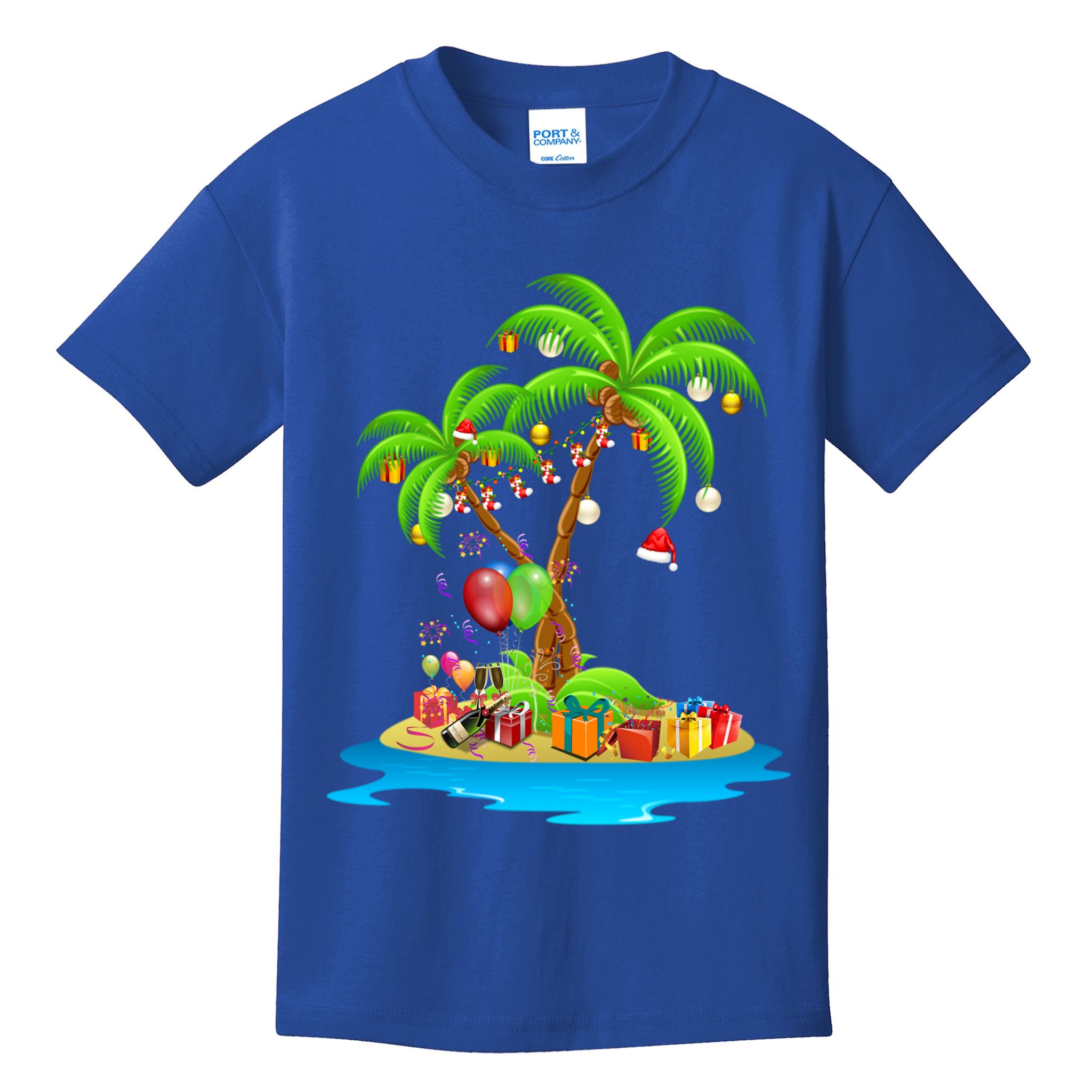 Christmas Palm Tree Tropical Xmas Coconut Matching Family Gift Kids T-Shirt