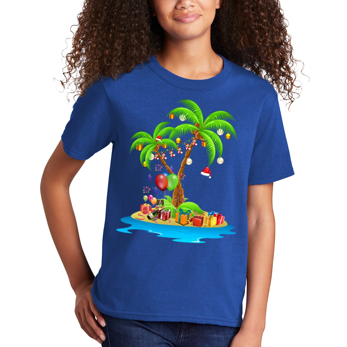 Christmas Palm Tree Tropical Xmas Coconut Matching Family Gift Kids T-Shirt